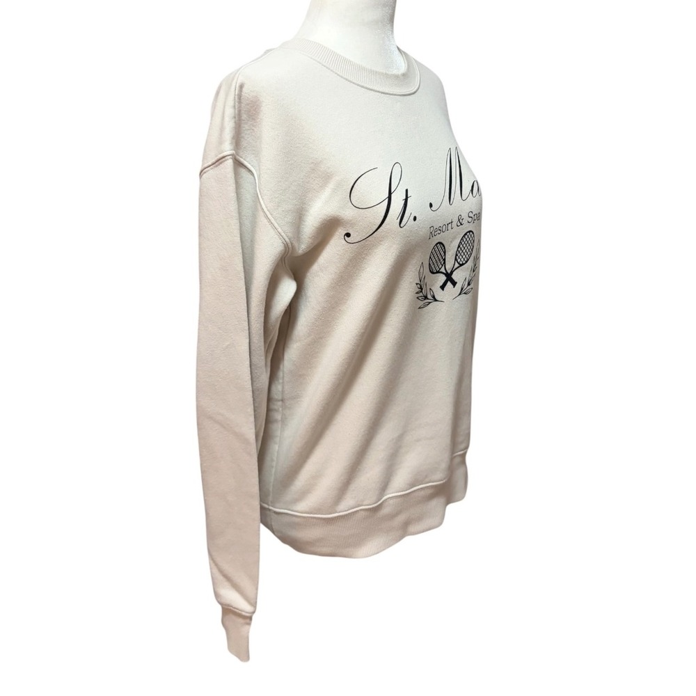 St Martin Resort & Spa Tennis Sweatshirt Size Small Cream Athletic - Picture 3 of 7